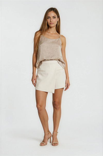 Asimetrik Kesim Şort Etek EKRU