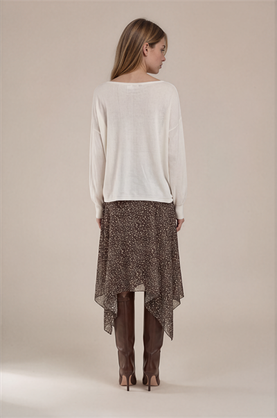 Asimetrik Kesim Yüksek Bel Etek KAHVE