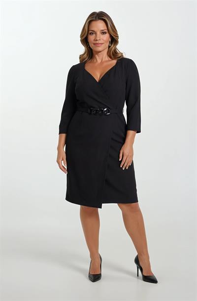 Battistina Kalp Yaka Etek Asimetrik Kesim Elbise SİYAH