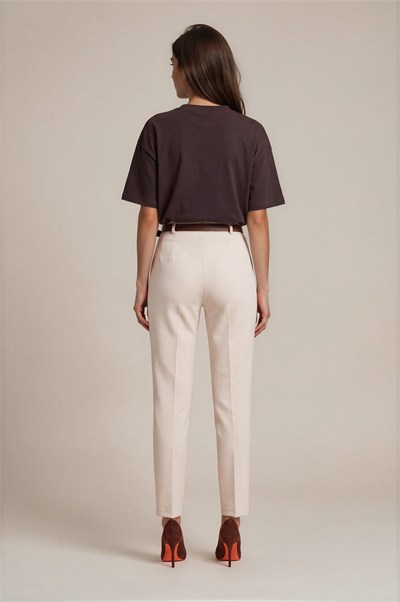 Bisiklet Yaka Kısa Kol Oversize Basic KAHVERENGİ