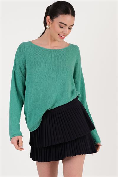 Bisiklet Yaka Salaş Triko YEŞİL