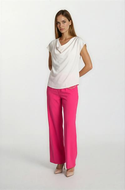 Cartlidge Kemersiz Pileli Metal Zincirli Pantolon FUŞYA