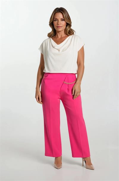 Cartlidge Kemersiz Pileli Metal Zincirli Pantolon FUŞYA