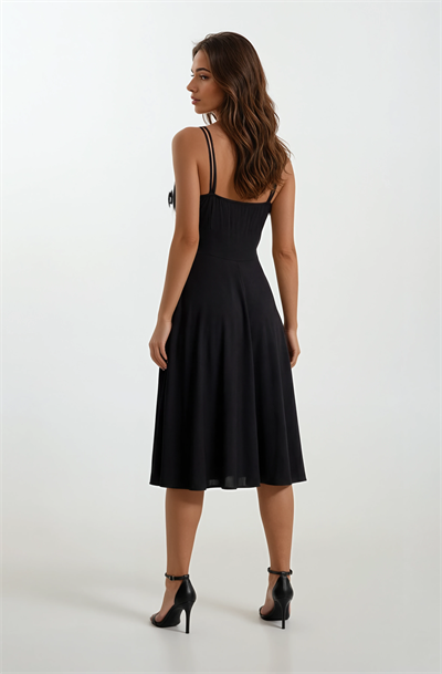 Cavallin Kruvaze Askılı Kısa Abiye Elbise SİYAH