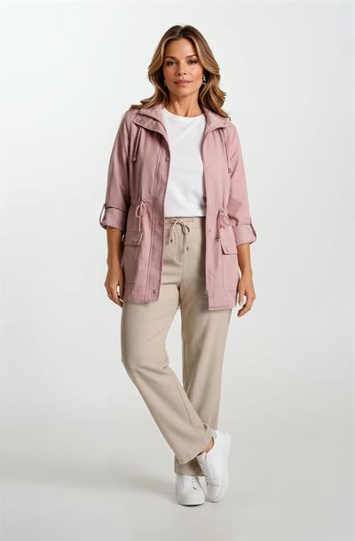 Christensen Kapüşonlu Çıtçıtlı Katlamalı Kol Safari Mont GÜL KURUSU