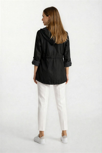 Christensen Kapüşonlu Çıtçıtlı Katlamalı Kol Safari Mont SİYAH