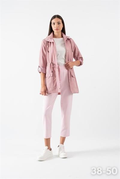 Christensen Kapüşonlu Çıtçıtlı Katlamalı Kol Safari Mont GÜL KURUSU