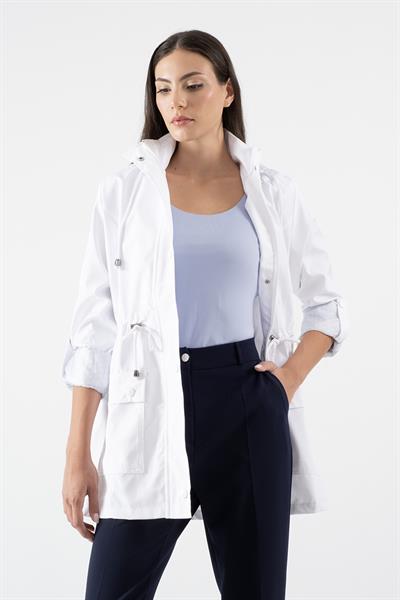 Christensen Kapüşonlu Çıtçıtlı Katlamalı Kol Safari Mont BEYAZ