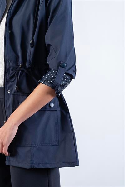 Christensen Kapüşonlu Çıtçıtlı Katlamalı Kol Safari Mont LACİVERT