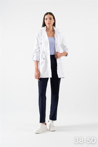 Christensen Kapüşonlu Çıtçıtlı Katlamalı Kol Safari Mont BEYAZ