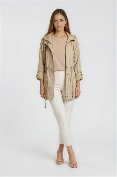 Christensen Kapüşonlu Çıtçıtlı Katlamalı Kol Safari Mont CAMEL