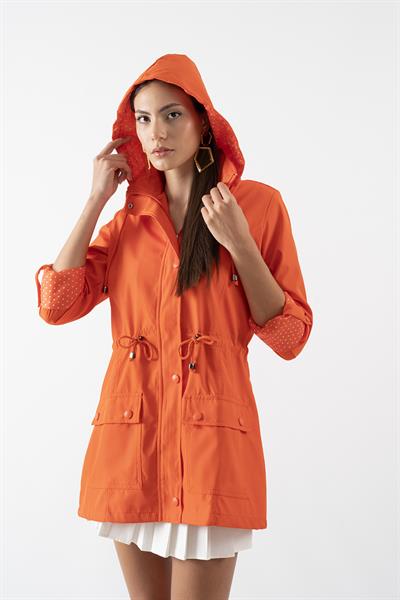 Christensen Kapüşonlu Çıtçıtlı Katlamalı Kol Safari Mont TURUNCU