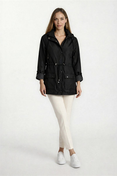 Christensen Kapüşonlu Çıtçıtlı Katlamalı Kol Safari Mont SİYAH