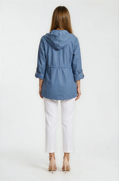 Christensen Kapüşonlu Çıtçıtlı Katlamalı Kol Safari Mont İNDİGO