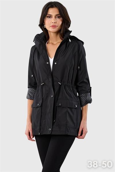 Christensen Kapüşonlu Çıtçıtlı Katlamalı Kol Safari Mont SİYAH