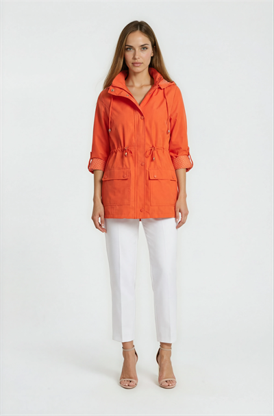 Christensen Kapüşonlu Çıtçıtlı Katlamalı Kol Safari Mont TURUNCU