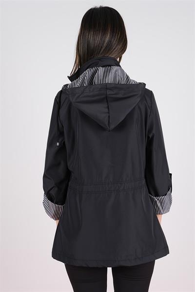 Christensen Kapüşonlu Çıtçıtlı Katlamalı Kol Safari Mont SİYAH