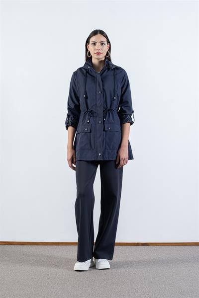 Christensen Kapüşonlu Çıtçıtlı Katlamalı Kol Safari Mont LACİVERT