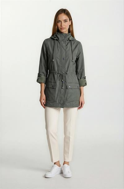 Christensen Kapüşonlu Çıtçıtlı Katlamalı Kol Safari Mont HAKİ