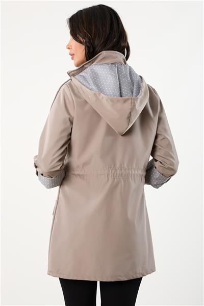 Christensen Kapüşonlu Çıtçıtlı Katlamalı Kol Safari Mont TAŞ