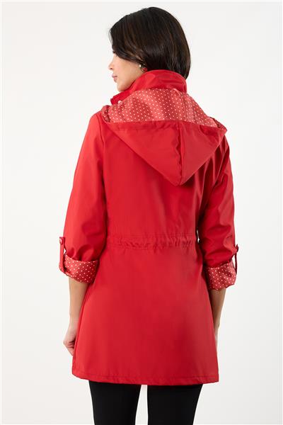 Christensen Kapüşonlu Çıtçıtlı Katlamalı Kol Safari Mont KIRMIZI