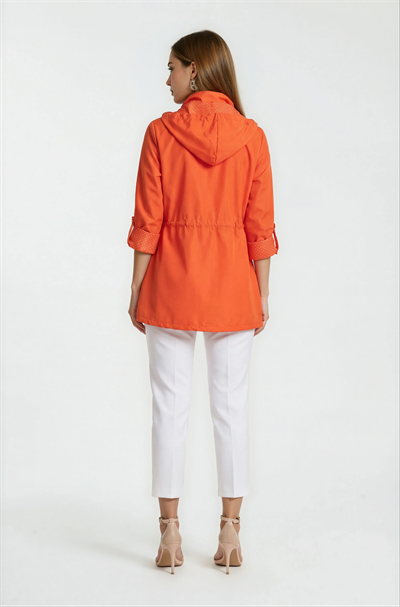 Christensen Kapüşonlu Çıtçıtlı Katlamalı Kol Safari Mont TURUNCU