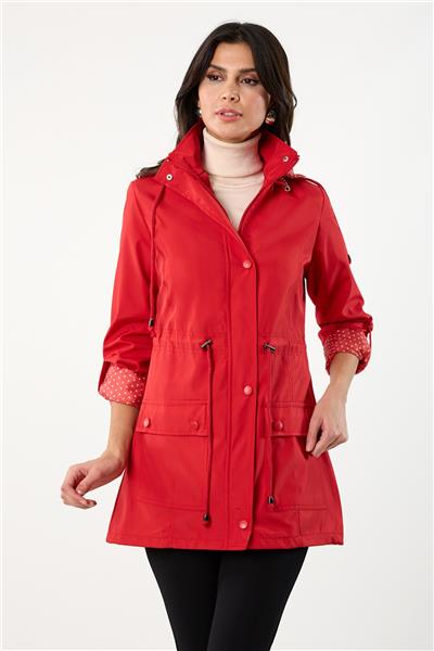 Christensen Kapüşonlu Çıtçıtlı Katlamalı Kol Safari Mont KIRMIZI