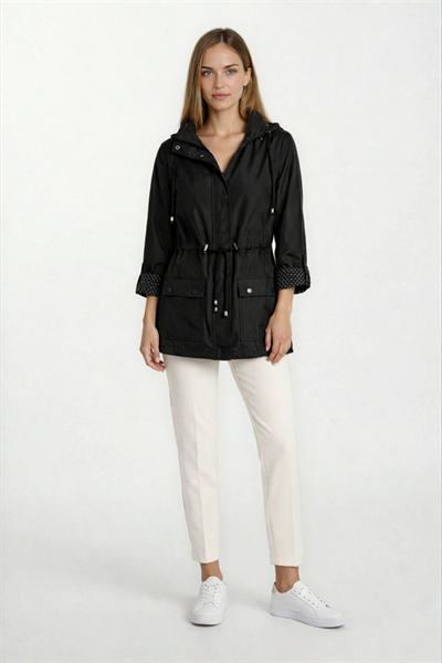 Christensen Kapüşonlu Çıtçıtlı Katlamalı Kol Safari Mont SİYAH