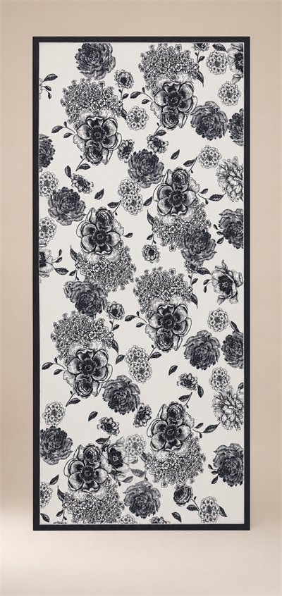 Çiçek Desenli Kenarları Bordürlü Şal 180 x 85 cm SİYAH