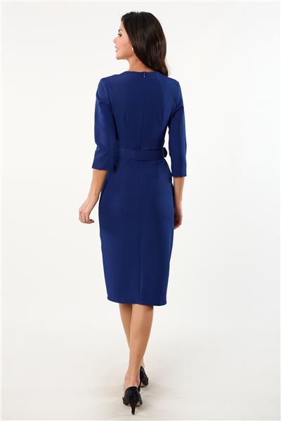 Citarella Kruvaze Yaka Pileli Anvelop Elbise SAKS