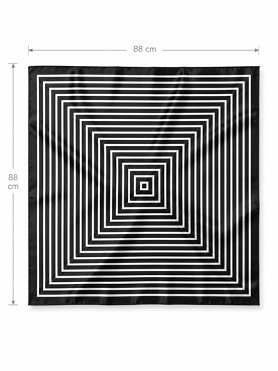 Çizgili Kare Formlu 85x85 cm Eşarp SİYAH