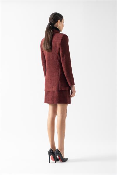 Clack Mono Yaka Asimetrik Tüvit Ceket BORDO