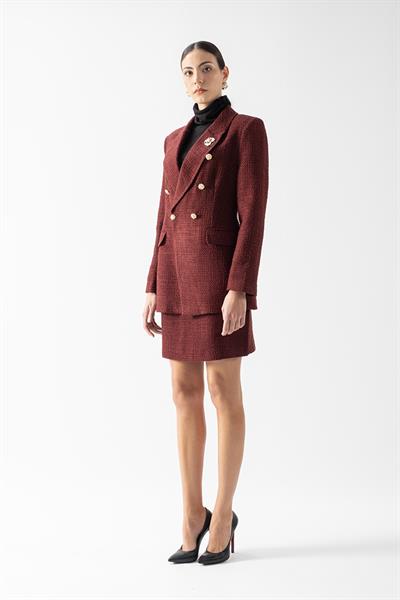 Clack Mono Yaka Asimetrik Tüvit Ceket BORDO