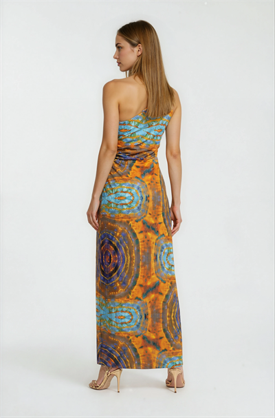 Concita Tek Omuz Yan Pencere Detaylı Elbise ORANJ