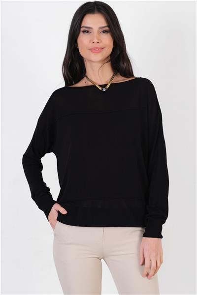 Consolato Kayık Yaka Triko SİYAH