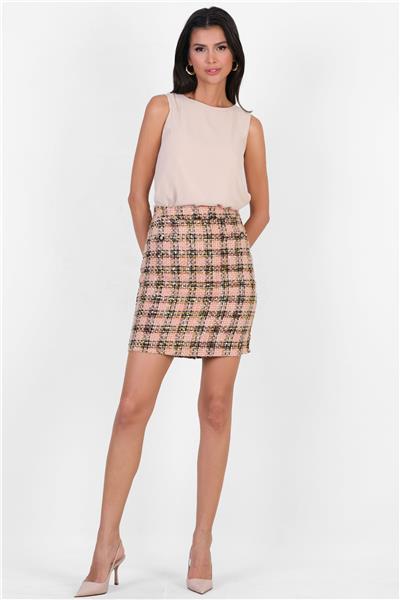 Corinda Flotalı Cepte Metal Düğmeli Etek ORANJ