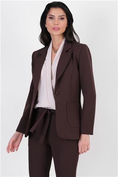 Corinta Mono Yaka Büyük Cepli Ceket KAHVE