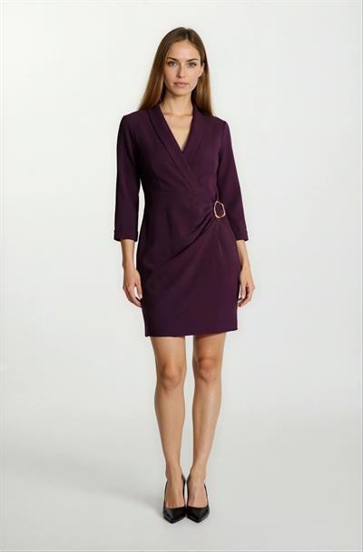 Crescenzo Şal Yaka Toka Detaylı Elbise MÜRDÜM