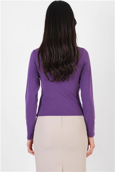 Crespino Kruvaze Yaka Yanı Büzgülü Bluz MOR