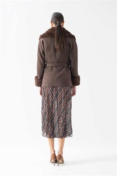 Crispolto Kruvaze Yakası Kolları Kürklü Kaban KAHVE