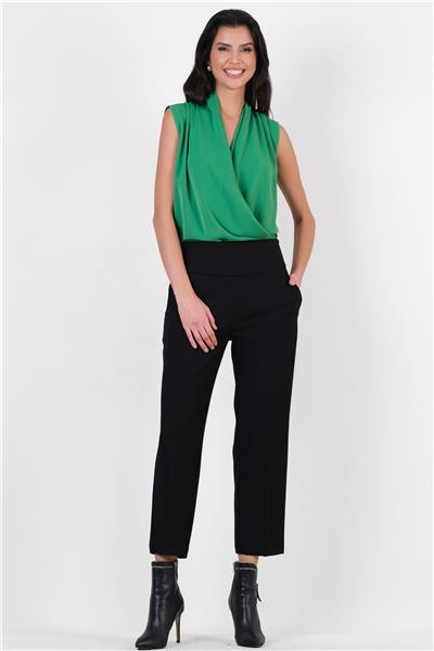 Cristano Geniş Korsajlı Yandan Fermuarlı Pantolon SİYAH