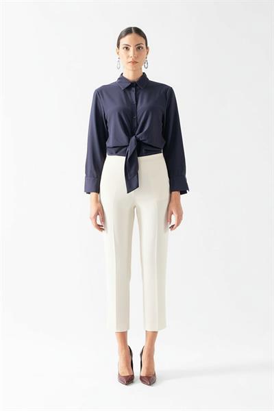 Cristano Geniş Korsajlı Yandan Fermuarlı Pantolon EKRU