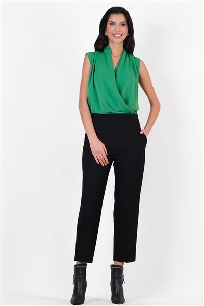 Cristano Geniş Korsajlı Yandan Fermuarlı Pantolon SİYAH