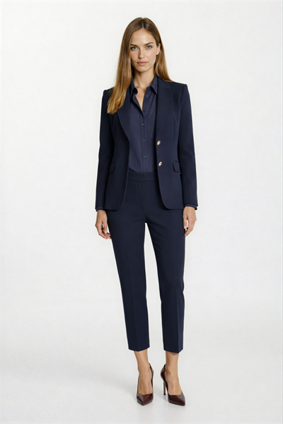 Cristano Klasik Yaka Bele Oturan Cep Kapaklı Ceket LACİVERT