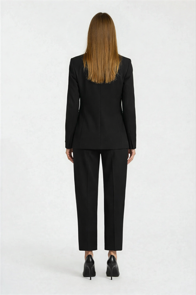 Cristano Klasik Yaka Tek Düğmeli Bele Oturan Kadın Blazer Ceket SİYAH