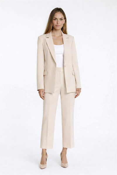 Cristano Klasik Yaka Tek Düğmeli Bele Oturan Kadın Blazer Ceket TAŞ