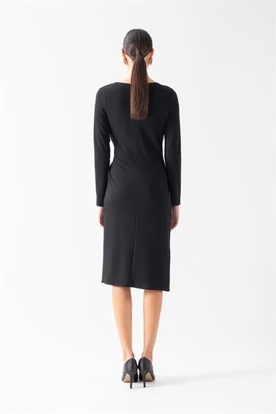 Daiana Kruvaze Yaka Yan Düğümlü Elbise SİYAH