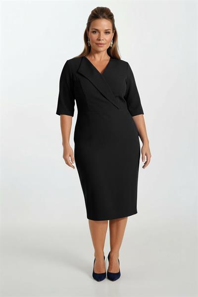 Dalinda Kruvaze Yaka Elbise SİYAH