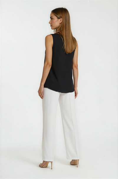 Dalisa Degaje Yaka Kolsuz Bluz SİYAH