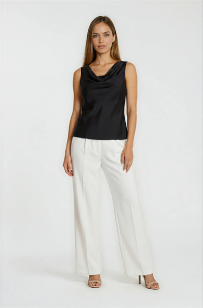 Dalisa Degaje Yaka Kolsuz Bluz SİYAH